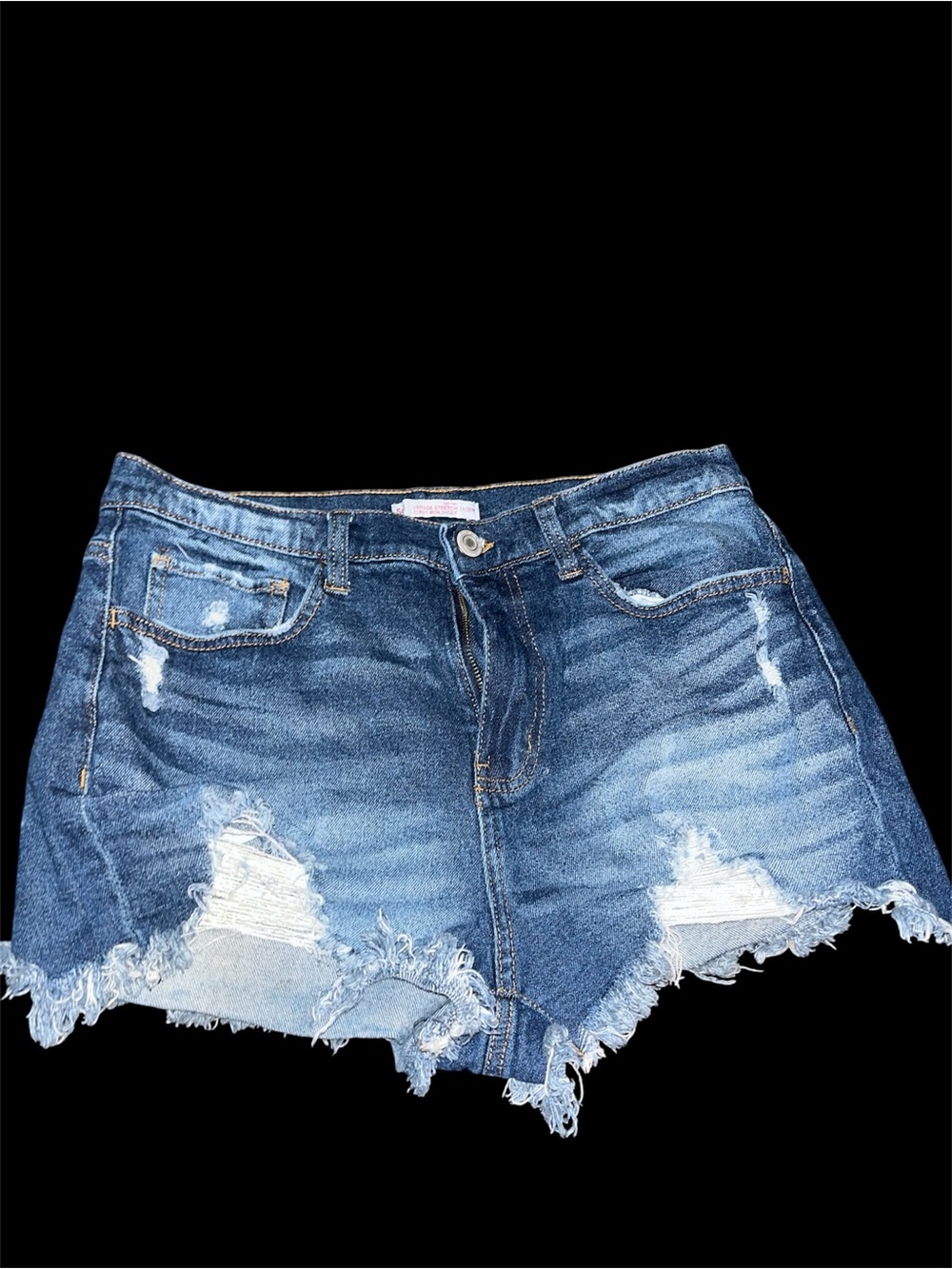 Women’s size 11 So Distressed High-Waist Denim Shorts - Blue Curvy mom Short.